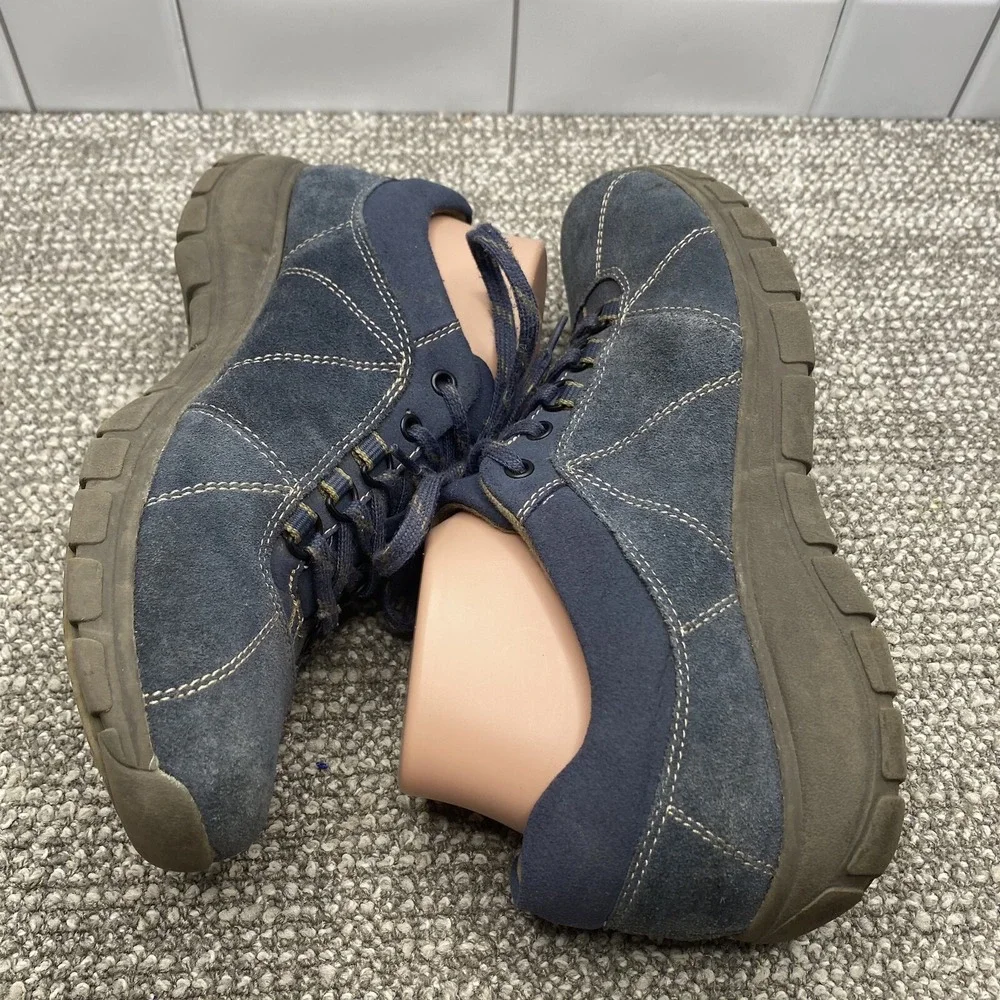 Clarks‎ Women's Shoes Sz 9 Wide Blue Leather Lace Up Comfy Ortho Support S7